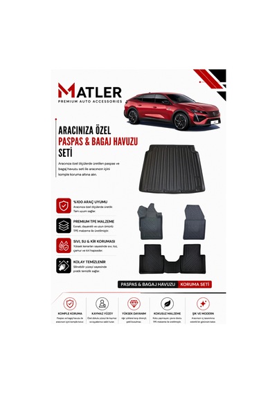 Peugeot 408 2024 Model 4d Ekstra Havuzlu Paspas Ve Bagaj Havuzu Set