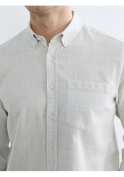 Lcwaıkıkı Classic Gri Regular Fit Armürlü Erkek Gömlek