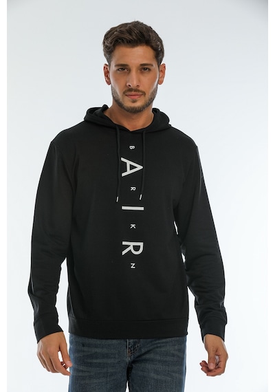 Süperlife Erkek Kapşonlu Regular Fit Air Baskılı İnce Sweatshirt Spr22sw162 Siyah