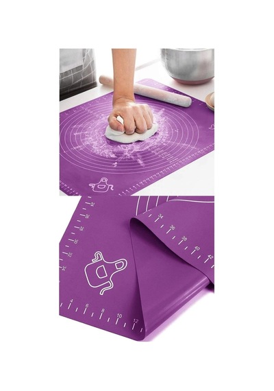 Mor Silikon Hamur Açma Matı 45x65 Cm Ölçülü Kaymaz Yapışmaz Profesyonel Yoğurma Matı
