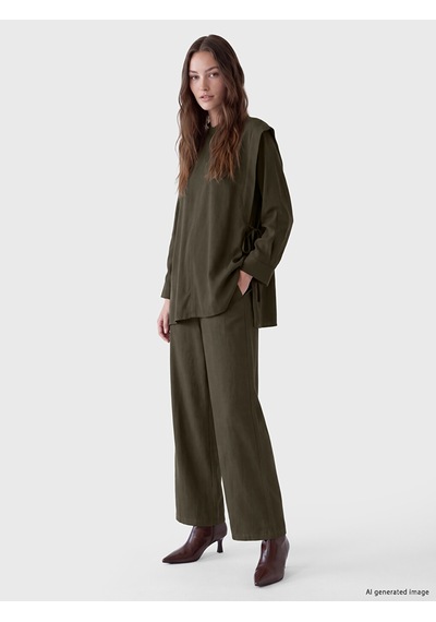 Lcw Modest Haki Dik Yaka Kadın Tunik