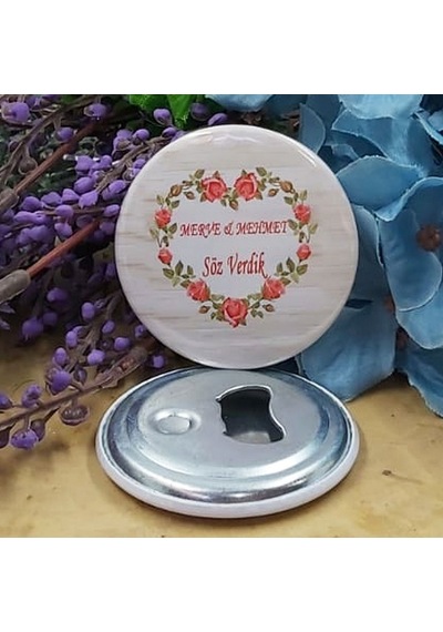 Çiçek Kalpli Açacak Magnet Söz Nişan Nikah Hediyesi Nika(30 Adet)