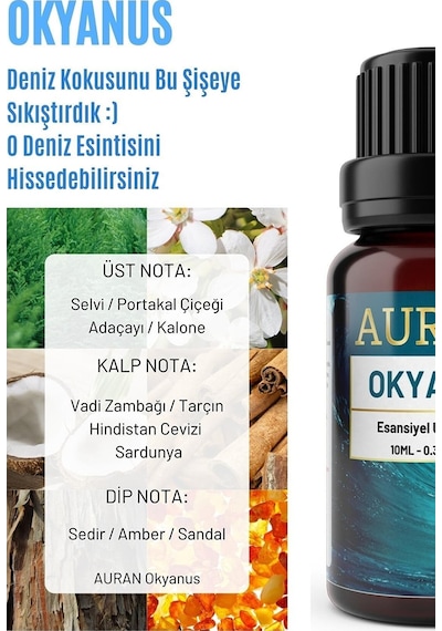 AURAN Okyanus Esansiyel Uçucu Koku Yağı Buhurdanlık Yağı 10ML