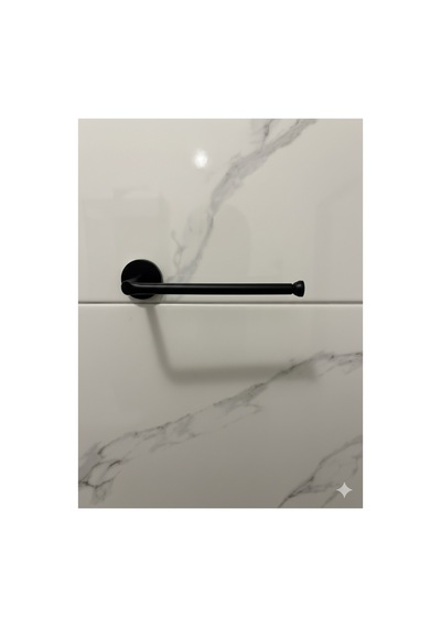 Siyah Alüminyum Banyo Seti Havluluk & Tuvalet Kağıtlığı Çift Taraflı Bantlı Gümüş