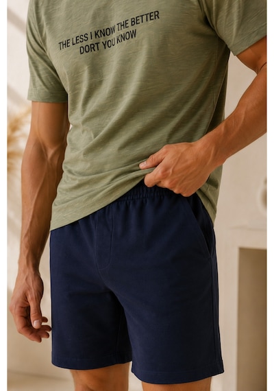 Pijamask Erkek Haki Baskılı Kısa Kollu Tişört Lacivert Şortlu Pamuklu Pijama Takımı Haki Pijamask Erkek Haki Baskılı Kısa Kollu Tişört Lacivert Şortlu Pamuklu Pijama Takımı Haki