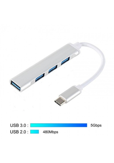 Type C To Usb Hub 4 Port Dönüştürücü Adaptör Apple Uyumlu Macbook & Telefon Uyumlu Hızlı Veri Aktarımı