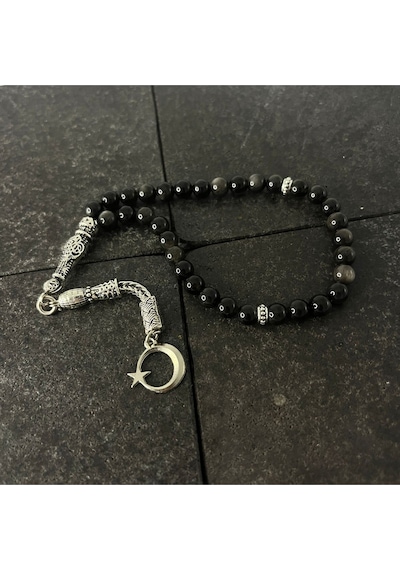 Sertifikalı Obsidyen 6mm 33lük Doğal Taş Tesbih
