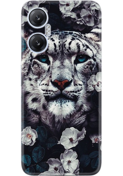 Infinix Hot 20 Kılıf Resimli Desenli Baskılı Silikon Flowers Snow Leopard 1335