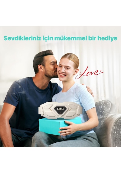Skg W9 Pro Tens-Ems Bel Ve Sırt Masaj Aleti, Isı Terapisi-Termoterapi, Fototerapi Bel Kemeri Krem