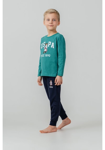 U.S. Polo Assn. Erkek Çocuk Pijama Takımı Baskılı Yeşil Uzun Kol Pijama Takımı Us2639-c-v1 Us2639-c-v1