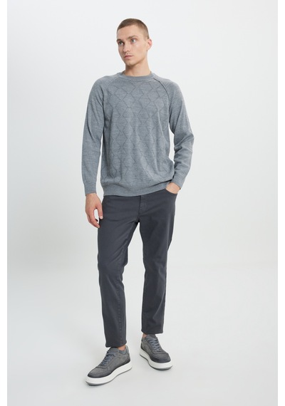 AC&Co / Altınyıldız Classics Erkek Grı Standart Fit Normal Kesim Bisiklet Yaka Jakarlı Triko Kazak Gri AC&Co / Altınyıldız Classics Erkek Grı Standart Fit Normal Kesim Bisiklet Yaka Jakarlı Triko Kazak Gri