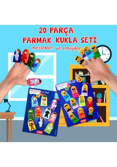 2 Set 20 Parça Tox Emojiler ve Meslekler Parmak Kukla T106 T761