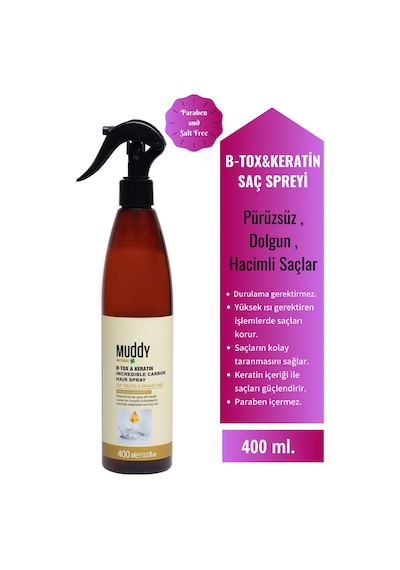 Muddy B-Tox & Keratin Onarıcı Acil Bakım Saç Spreyi 400 ML