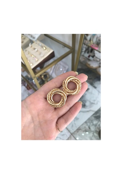 Yuvarlak Burgu Model Küpe Altın