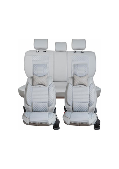Ag Store Yarı Deri Oto Koltuk Kılıfı Tam Takım 5li Set Elite Seri Gri Ssanyoung Korando Sports İle Uyumlu