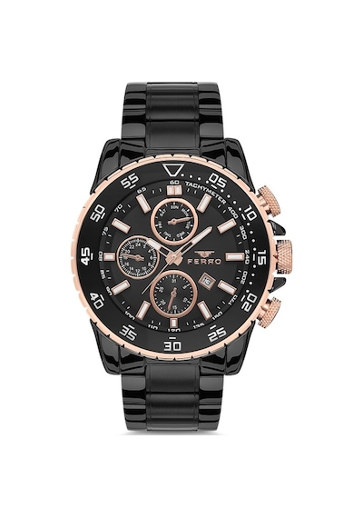 Ferro Fm1542a-r Quartz Siyah Çelik Kordon 45 Mm Erkek Kol Saati Gri
