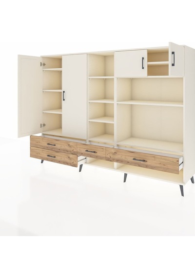 Hyperion Dolap 12 Raflı 4 Çekmeceli 4 Kapaklı 220x44x163 Aytaşı-a Aytaşı-aytaşı/çam