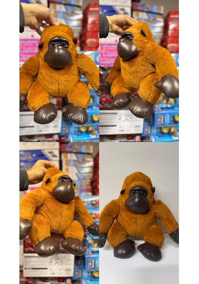 Kahverengi Peluş Goril Oyuncak Deri Detaylı Peluş Kahverengi