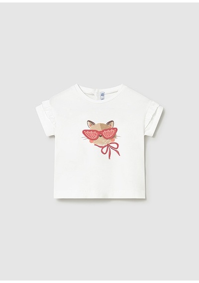 Mayoral Kız Bebek Baskılı T-shirt Beyaz - 01080