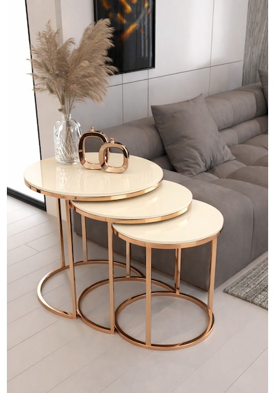 Armoni 3'lü C Zigon Gold Kaplama Krem Mdf Mebran Demonte