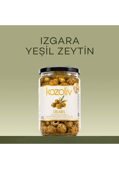 Kozoliv Izgara Baharatlı Çekirdeksiz Doğal Yeşil Zeytin 300 G
