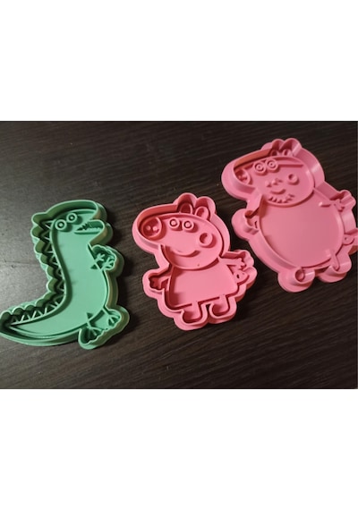 Peppa Pig George Daddy Pig Ailesi Figürlü Kurabiye Kalıbı Seti Pasta Çok Renkli