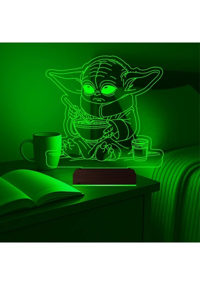 Luvivia Çizgi Film Yoda 3d Lamba - Masa Gece Lambası Şeffaf