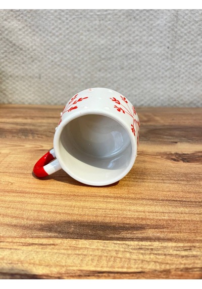 Kırmızı Renkli Ok Desenli El Yapımı Bulut Kupa, Mug,türk Kahvesi