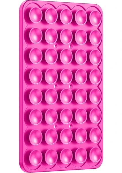 Vantuzlu Telefon Tutacağı, Silikon Vakumlu Telefon Tutucu, Ahtapot Vantuz Koyu Pembe