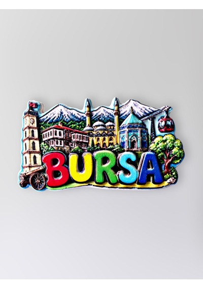 Bursa Temalı Polyester Kabartmalı 8 X 5 Cm Dekoratif Hediyelik Buzdolabı Süsü Kod:1119