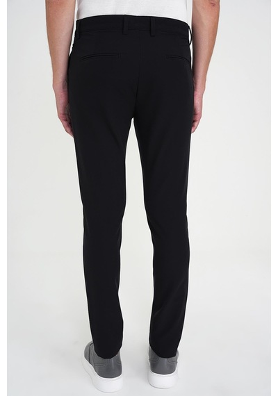 Efor Slim Fit Yan Cepli Esnek Düz Siyah Pamuk Pantolon P 1197 Siyah
