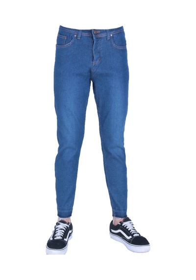 Erkek Örme Denim Trend Giyim Spor Jeans Mavi Örme Kot Mavi
