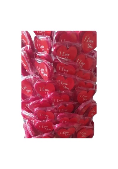 I Love You Baskılı Kalpli Sosyete Şekeri 50 Adet Lolipop 14 Şubat Sevgili Hediye
