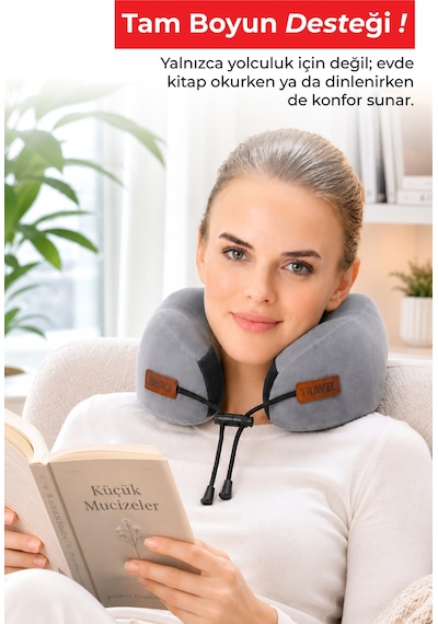 Viscofoam Cosy Ortopedik Seyahat Yastığı Visco Boyun Destekli Seyahat Yastığı - Gri | Ergo Travel