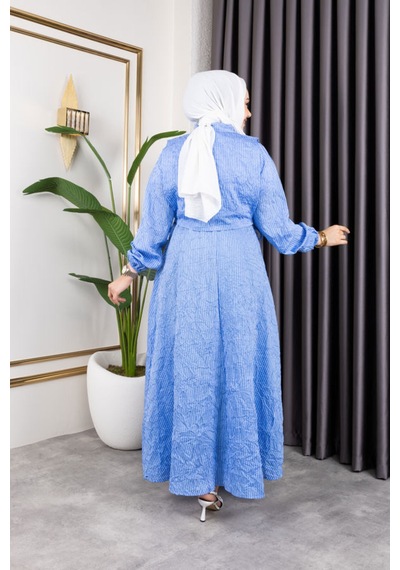 Hira Life Fashion Kadın Mavi Tesettür Giyim Gömlek Detaylı Çizgili Viskon Kıraş Elbise İkili Takım Mavi Mavi Hira Life Fashion Kadın Mavi Tesettür Giyim Gömlek Detaylı Çizgili Viskon Kıraş Elbise İkili Takım Mavi Mavi