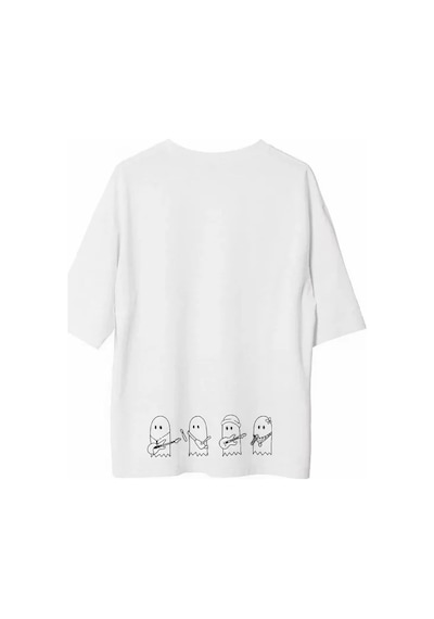 Modi Green Grafik Baskılı Unisex Günlük Stil Beyaz Optik Beyaz Oversize Tişö