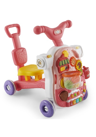 Baby2go 5 İn 1 Multifunction Walker Pembe - Eğitici Bebek Aktivite Masası Ve İlk Adım Yürüteç
