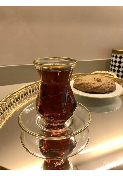 Paşabahçe Resqa Gold Çay Seti Alya. Çok Renkli
