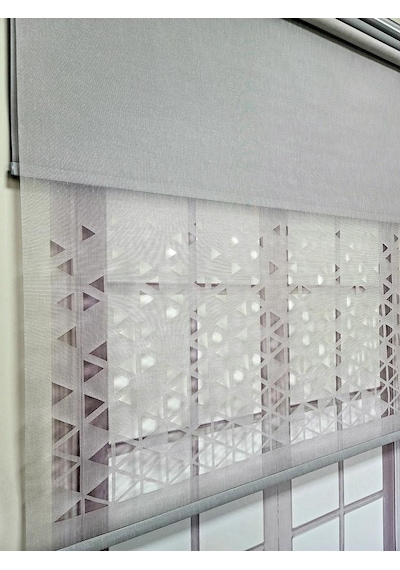Bbb Lazer Kesim Çift Mekanizmalı Tül Stor Perde Gri Mlt5005 Gri