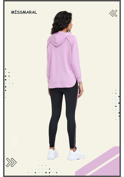 Kadın Taytlı Takım Spor Tunik & Tayt Dalgıç Kumaş Sports And Casual Lila Tracksuit 3060 Lila / Siyah