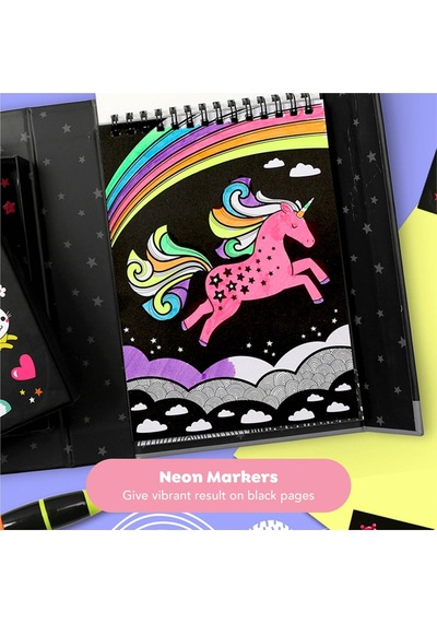 Neon Boyama Seti - Unicorns And Friends Çok Renkli
