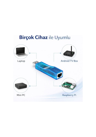 Usb To Ethernet Adaptör, Usb Rj45 Dönüştürücü, Usb Ethernet, Usb Network Kartı