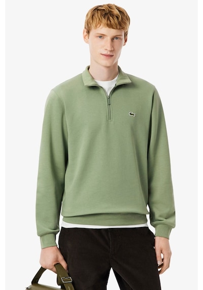 Lacoste Zip-up Fleece Sweatshirt Green Fermuarlı Dik Yaka Pamuklu Erkek Sweatshirt Yeşil