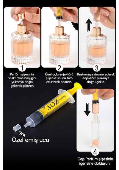 Aoz Kozmetik Parfüm Dolum Seti Doldurulabilir Mini Parfüm Şişesi Cep Parfüm Şişesi Taşınabilir Parfüm Şişesi 10Ml