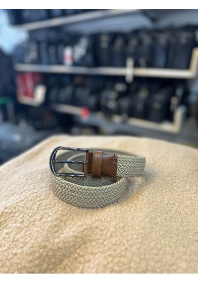 Trg Polo Krem 3,5 Cm Örgü Desenli Erkek Kemeri Açık Yeşil