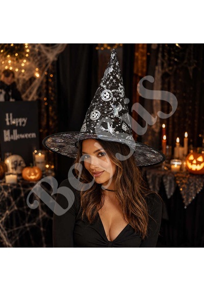 Beysüs Halloween Cadılar Bayramı Şapka Şeffaf Gümüş Tüm Yaşlar