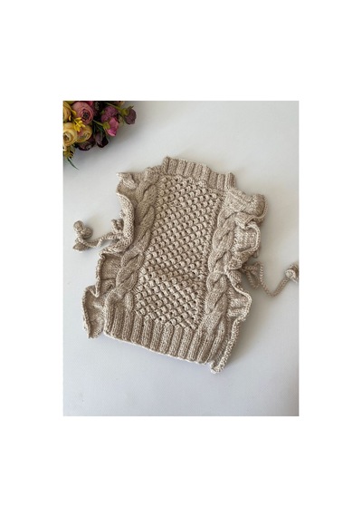 Adenya Sepeti El Örgüsü Fırfırlı Krem Süveter Zara Modeli Handmade Kız Bebek Bej
