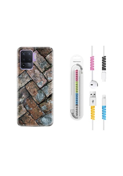 Oppo Reno 5 Lite Kılıf Kablo Koruyuculu Retro Stone 1324