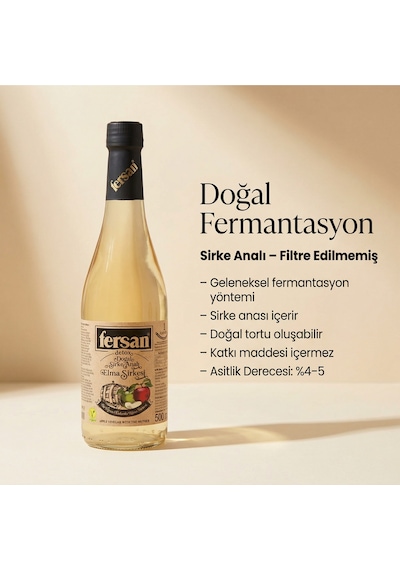 Organik Elma Sirkesi 500 Ml 12'li Cam Şişe Sirke Anası İçeren, Doğal Fermente