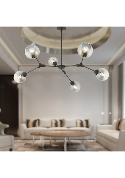Bürke 6lı Avize Siyah Modern Koridor Yatak Odası Salon Avize Siyah